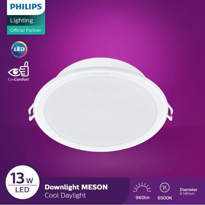 TERBARU - Philips Meson 13 Watt Lampu LED Downlight Bulat Tanam Plafon Murah