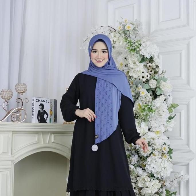 Heddosu- El Royale Hijab Pashmina Instan El Rahma Model Bolong Inner Ciput Bahan Jersey Ameca Katbol
