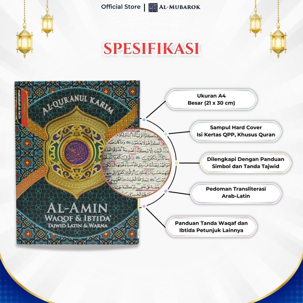 BESTPROMO Al Quran Al Amin A4 Waqof & Ibtida Tajwid Latin & Warna Alquran Ukuran Besar Tanpa Terjema