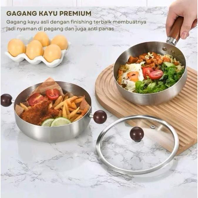 Panci Susu 304Panci Sup Panci Kecil Anti Lengket Panci Salju Gaya Jepang Panci Susu Kecil Baja Tahan