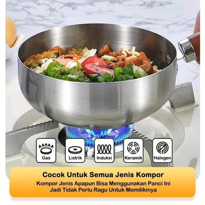 Panci Susu Panci Kecil Anti Lengket Panci Salju Gaya Jepang 316 Panci Makanan Bayi Tanpa Lapisan Pan