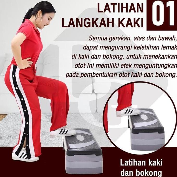 Aerobic Step Alat Olaharaga Fitness Papan Senam Lantai Multifungsi 3 Tingkatan Papan Senam Aerobik A
