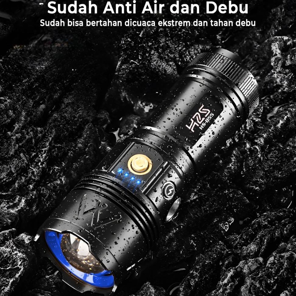 H2S Senter Zoom In Out B55 2200Lumens Flashlight Side Lamp Hs-B55