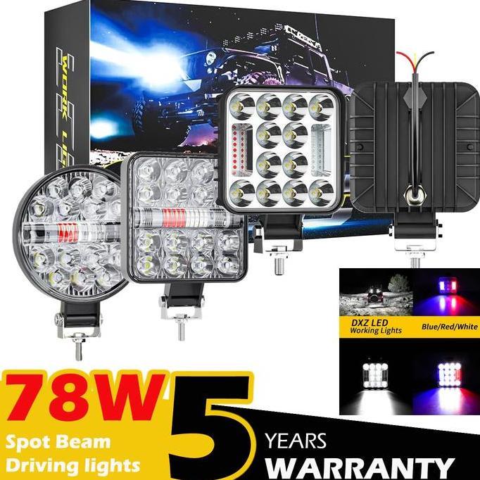 Lampu Sorot Tembak Mobil Led Floodlight Ip67 Warna 3In1 Lampu Strobo Lampu Tambahan Kendaraan Drl Be
