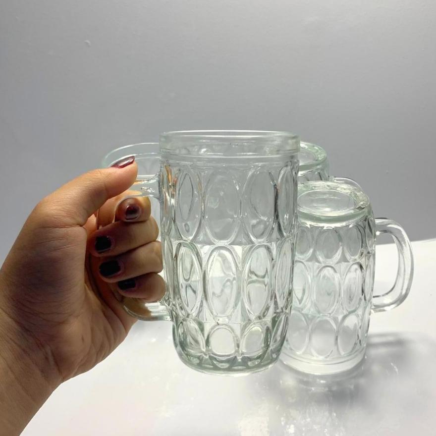6/12 Pcs Gelas Kaca Gagang Jempol / Gelas Teh Kopi / Gelas Kaca 1 Lusin