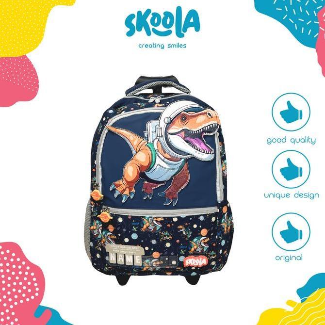 Skoola Tas Anak Trolly Sekolah Sd Laki Laki Custome Name 3D - Trolly Finzi Yozi
