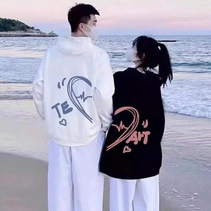 Switer couple LOVE cewe cowo / sweater couple love art pria wanita hoodie couple love keren cewe cow