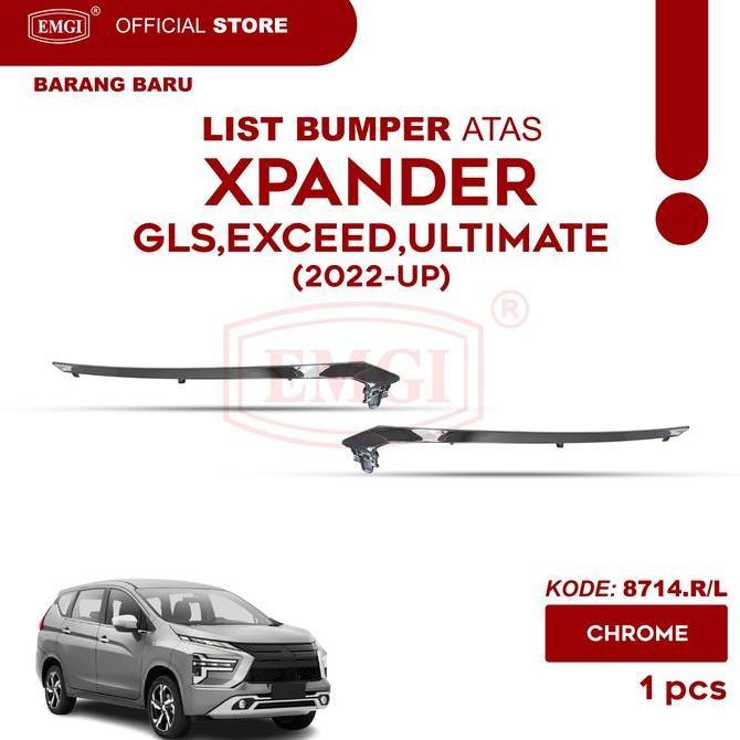 Emgi - List Lis Bumper Depan Atas Xpander Facelift Gls, Exceed, Ultimate 2022 2023 2024 2025 Chrome 