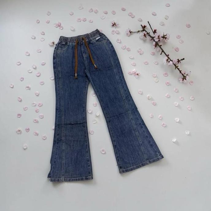 JIZEE-BAWAHAN WANITA -CELANA CUTBRAY JEANS PINGANG KARET  ALINA