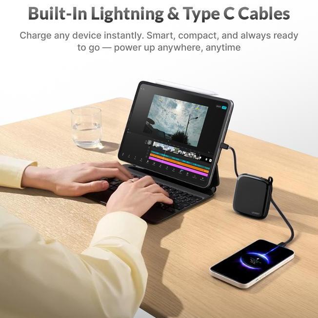 Uneed Mini Powerbank Ccc 10Mah Pd Qc 35W With Built In Cable Pixie Box X1 Upb424