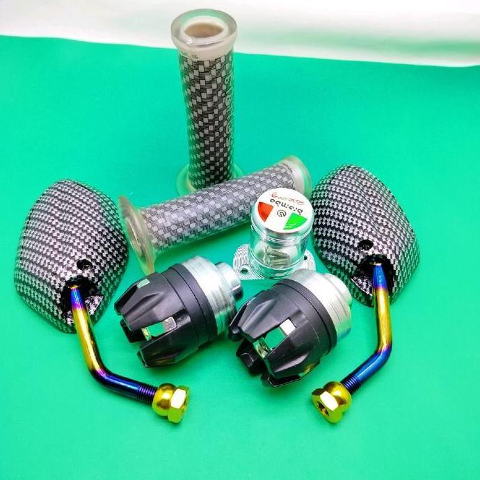 Paket Honda Beat Spion Beat Mini Twotone - Hangrip Karbon+Jalu As Roda+ Stempel Kaca Cnc Variasi Coc
