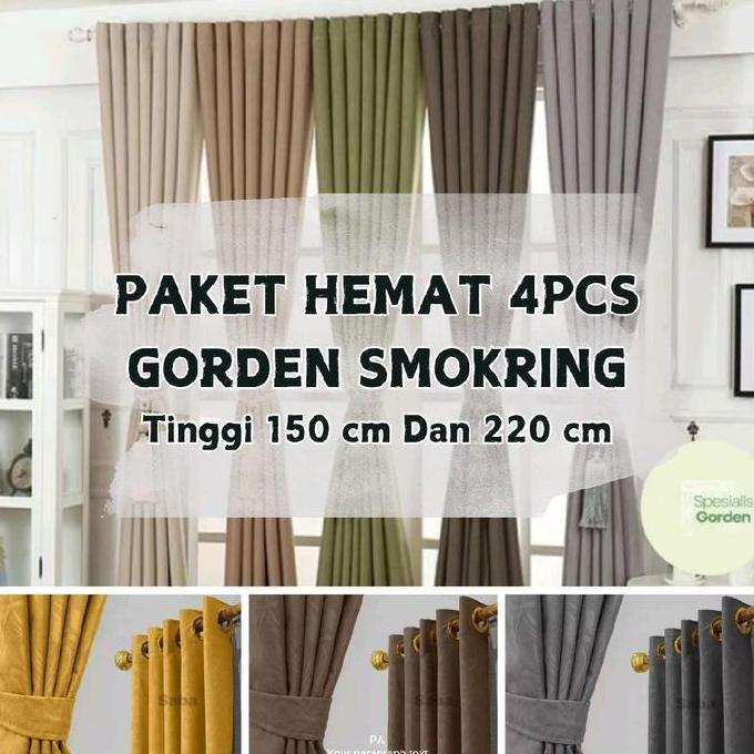GAVANISTORE - PROMO PAKET HEMAT GORDEN JENDELA DAN PINTU ISI 4 10 LUBANG RING TINGGI 150 CM DAN 220 