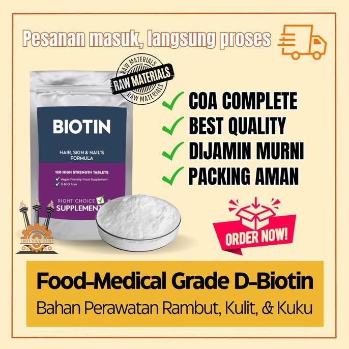 Termurah 1 Gr Bubuk D-Biotin Pure Biotin Powder / Vitamin B7 Powder
