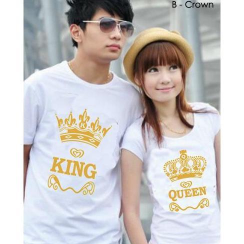 Kaos Couple king queen bagus baju pasangan tebal Crown Hitam