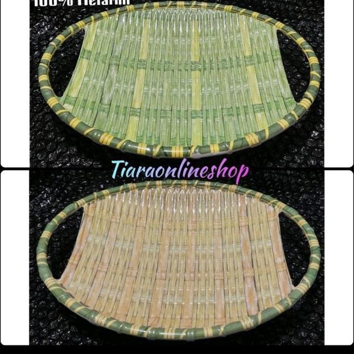 Sunn- Piring Melamin Motif Anyaman Bambu/Piring Oval Tebal/Piring Melamin Foodgrade Sni