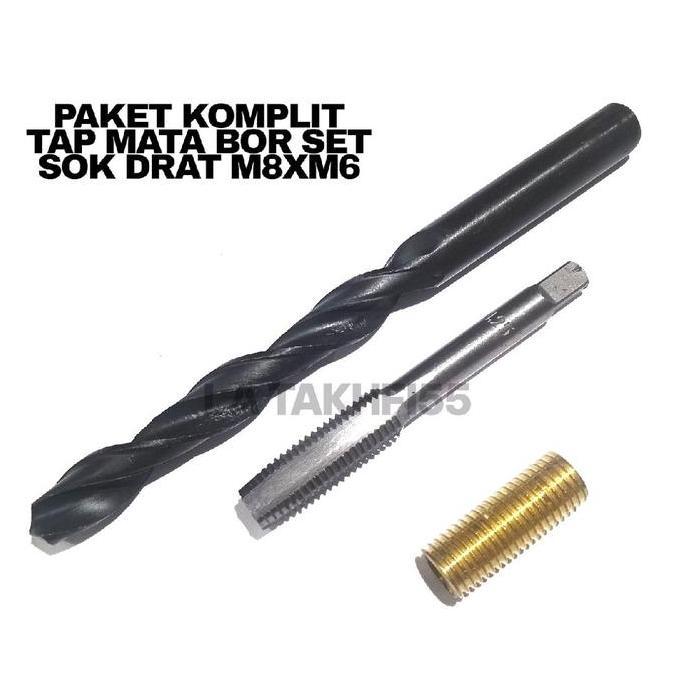 PAKET KOMPLIT TAP MATA BOR SET SOK DRAT M10XM8 BAUT KUNCI 12 BUKAN BAUT KUNCI 10 BEST QUALITY