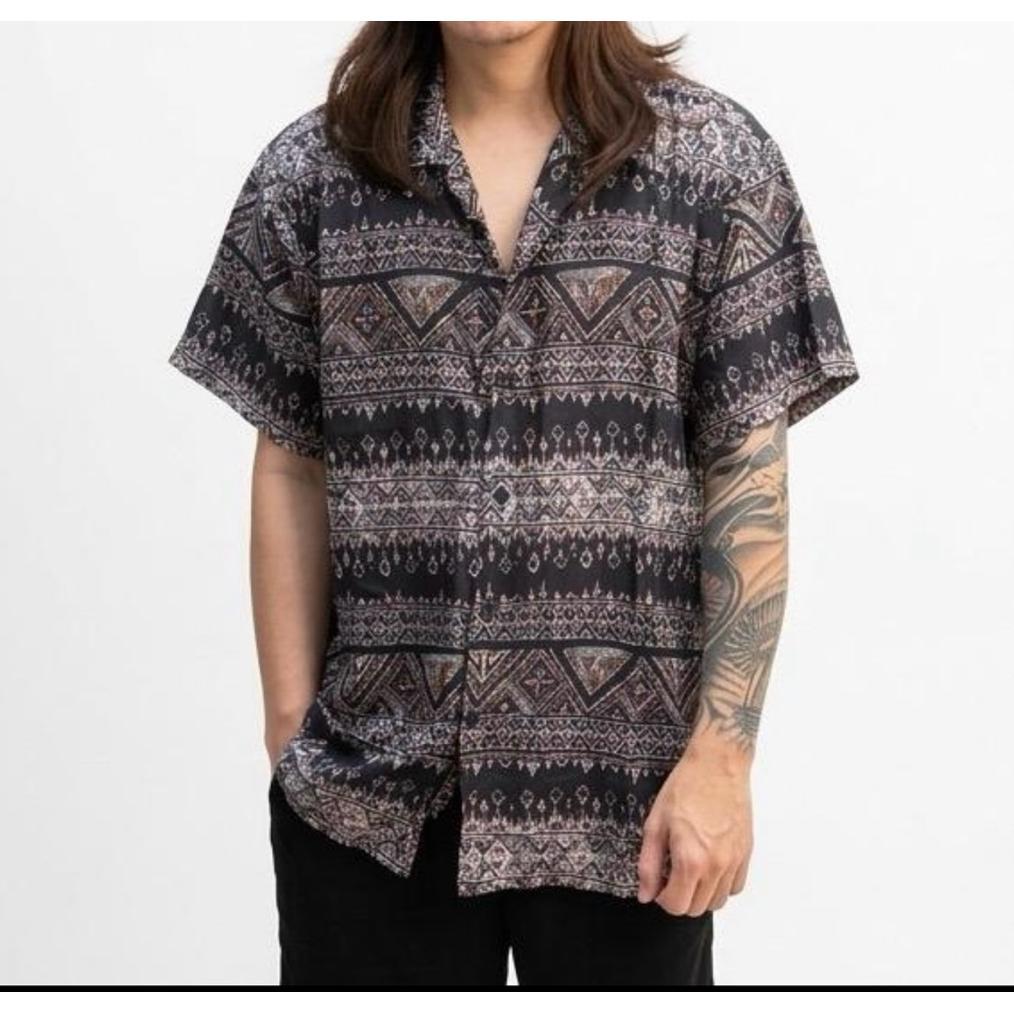 HOT NRKY kemeja batik tribal Borneo lengan pendek bahan adem