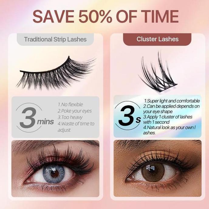 Auge- Mlen Diary Bulumata M Style Individual Segmented Wispy Cluster -C Curl Dengan Panjang 10 - 14M