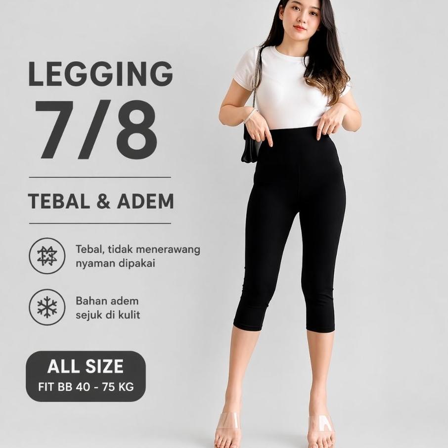Legging Pendek 7/8 Wanita Tebal /Legging 7/8 Wanita Tebal Premium