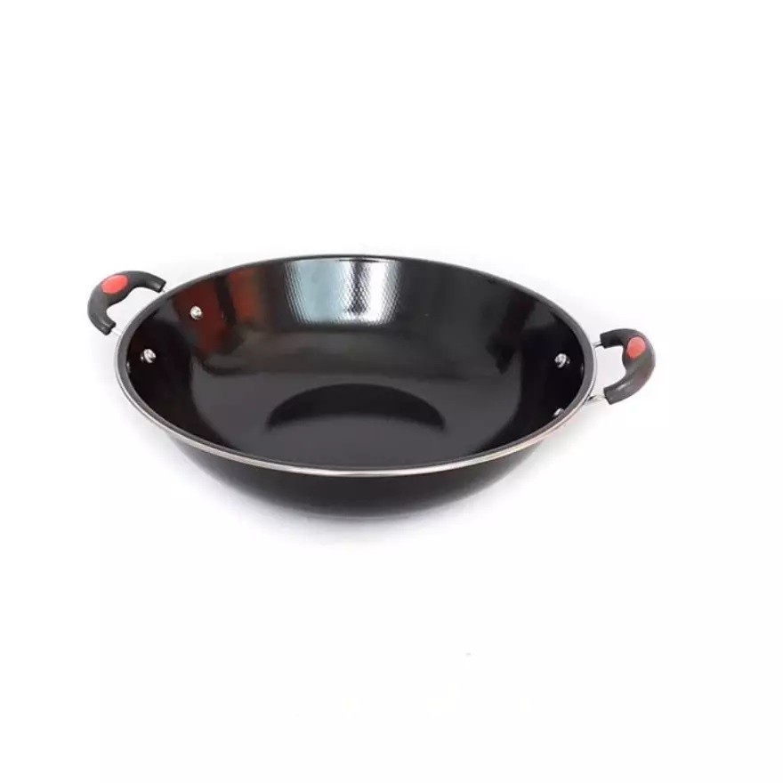 Hatayashop - Kuali Hitam Kuping 30 32 34 36 / Kuali Hitam Anti Lengket/Kuali Hitam Kulit Jeruk/