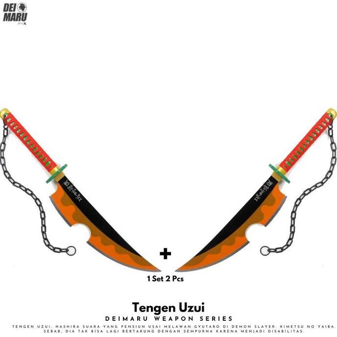 Replika Pedang Uzui Tengen Kimetsu No Yaiba 1 Set 2 Pcs - Pedang Kayu (TERBAIK) (TERBARU) (TERMURAH)