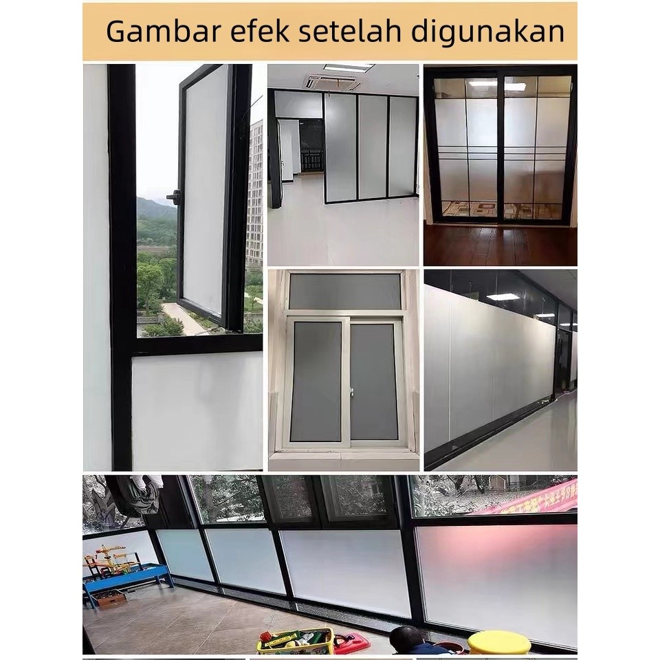 Stiker Kaca Jendela Kantor Rumah Buram/Stiker Kaca Sandblasted/Stiker Anti Mengintip Bebas Lem