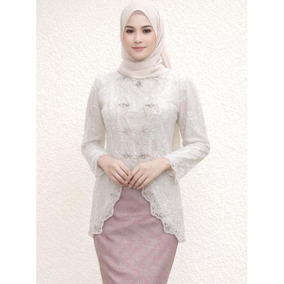 Kebaya Kayla Premium Wanita Kebaya Brokat Tile Spenggel Payet Jahit Kebaya Wisuda & Pesta Elegan (At