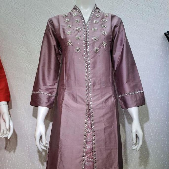 FK-Set kebaya kurung taffeta melayu motif matahari v // kebaya kurung bahan taffeta Malaysia // atas