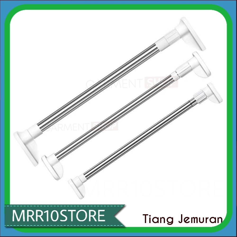 Tiang Jemuran Baju Shower Gorden Horden Jendela Gantungan Rak Dinding Tanpa Bor Paku Stainless Steel