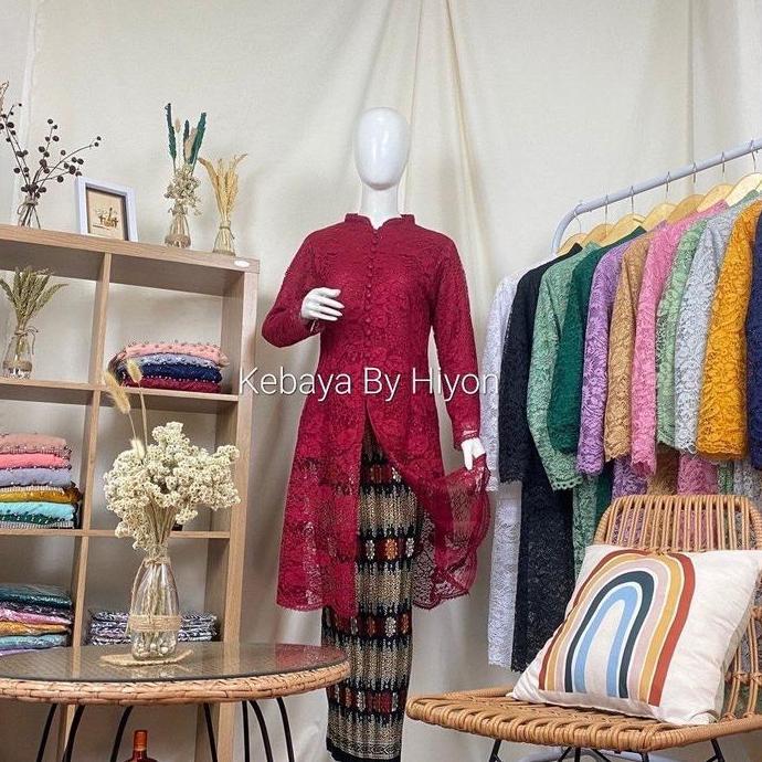 Set Kebaya Tunik Brukat Busui Kancing Depan Baju Kebaya Modern Kebaya Pesta