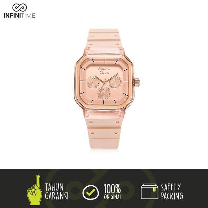 Jam Tangan Alexandre Christie AC 2811 Rubber Peach Wanita