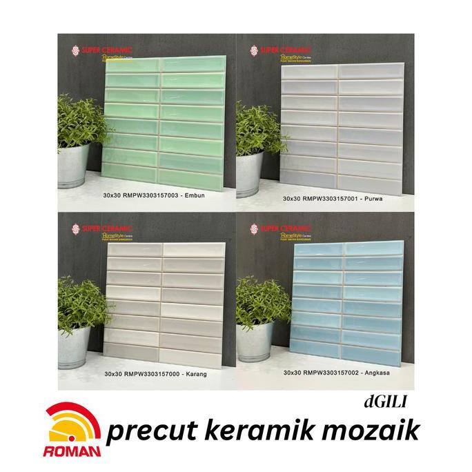 TERBARU - ROMAN 30x30 Keramik Precut Dinding Kamar Mandi dGili Series - KARANG / PURWA / ANGKASA / E