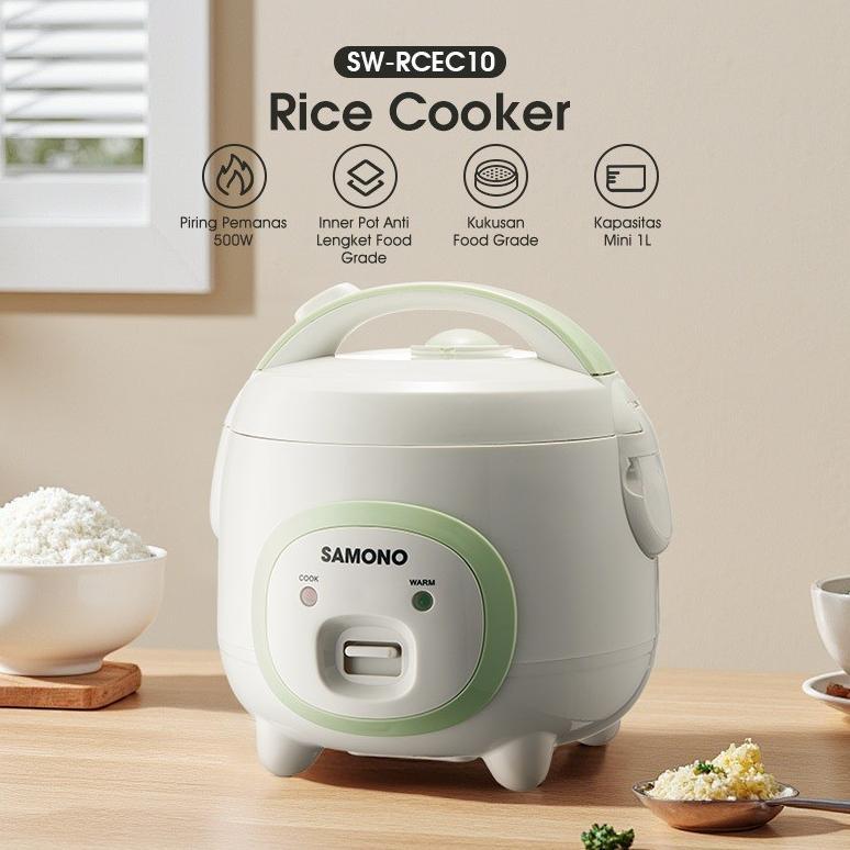 PROMO TERBARU SAMONO Rice Cooker Non Stick 3 Orang Mini Magicom 1L Low Watt Penanak Nasi Anti Lengke
