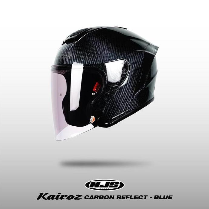 TERLARIS NJS KAIROZ CARBON TWILL REFLECT BLUE - HELM HALF FACE