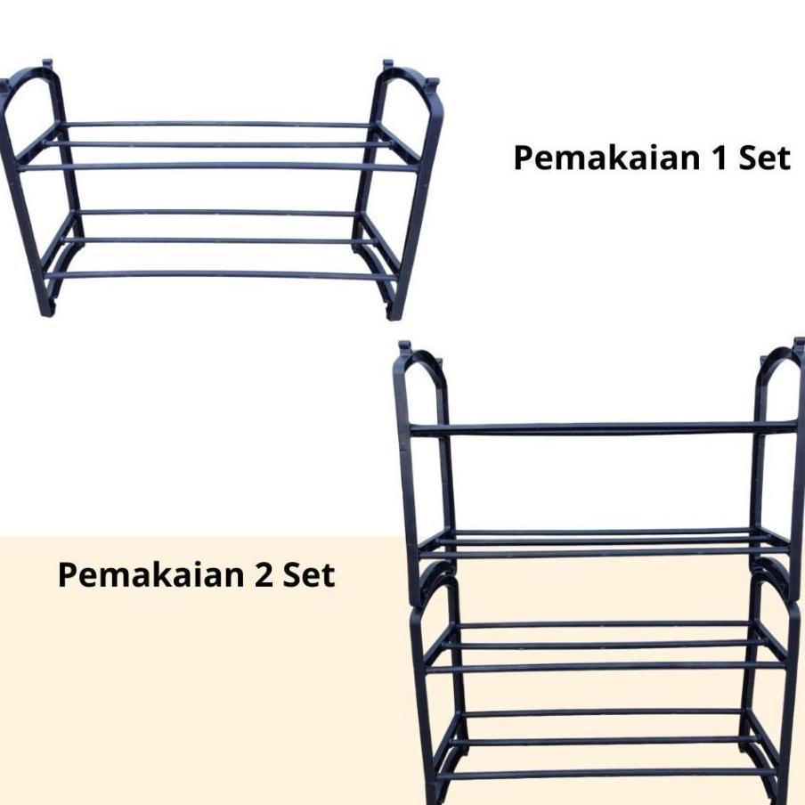 Rak Sepatu Pipa 2Susun & 4 Susun Serbaguna/Rak Sepatu Sandal Minimalis
