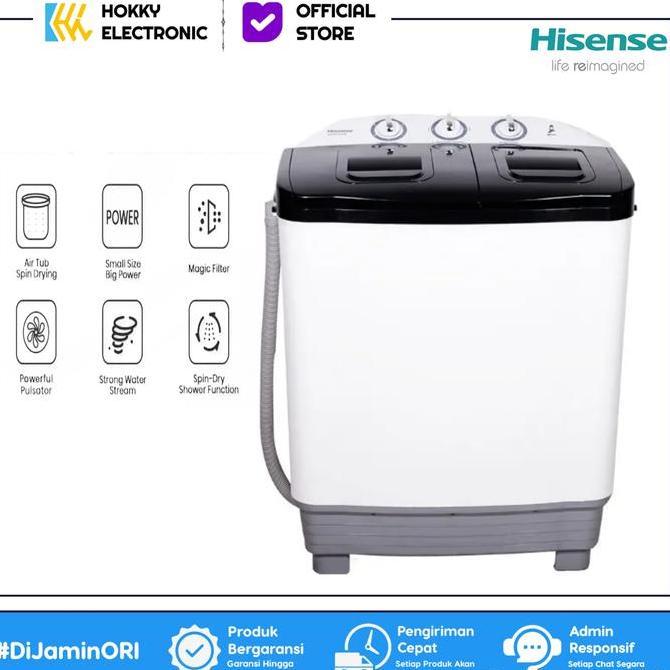 MESIN CUCI HISENSE WSAK8011UB Mesin Cuci 2 Tabung 8 Kg mesin cuci twin tube Hisense wsak8011ub