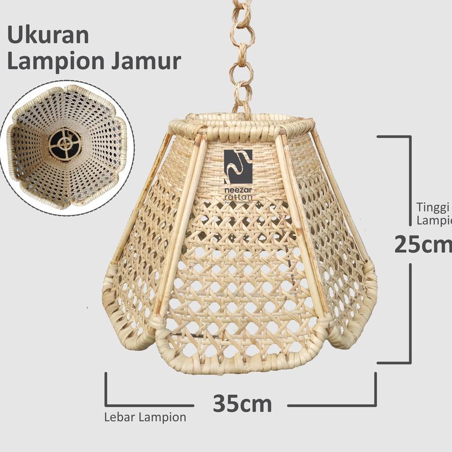 Kap Lampion Rotan, Lampu Hias Gantung Dekorasi Caffe Cafe