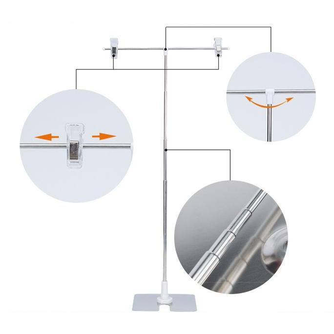 PYLANTUS Tripod Banner T Meja/29-94cm Adjustable Banner Display Stand Jepit Promosi Banner Stand Ban