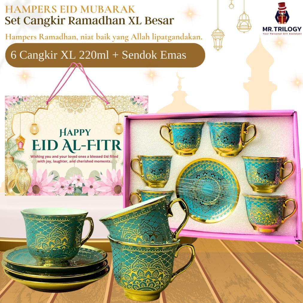 PROMO TERBARU HAMPERS LEBARAN HARI RAYA IDUL FITRI EID MUBARAK HAMPERS GELAS XL CANGKIR KERAMIK SET 