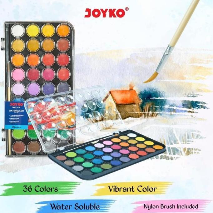 Cat Air Vibrant Colours / Watercolor Cake JOYKO 36 Warna Free Kuas Lukis WC-3-36