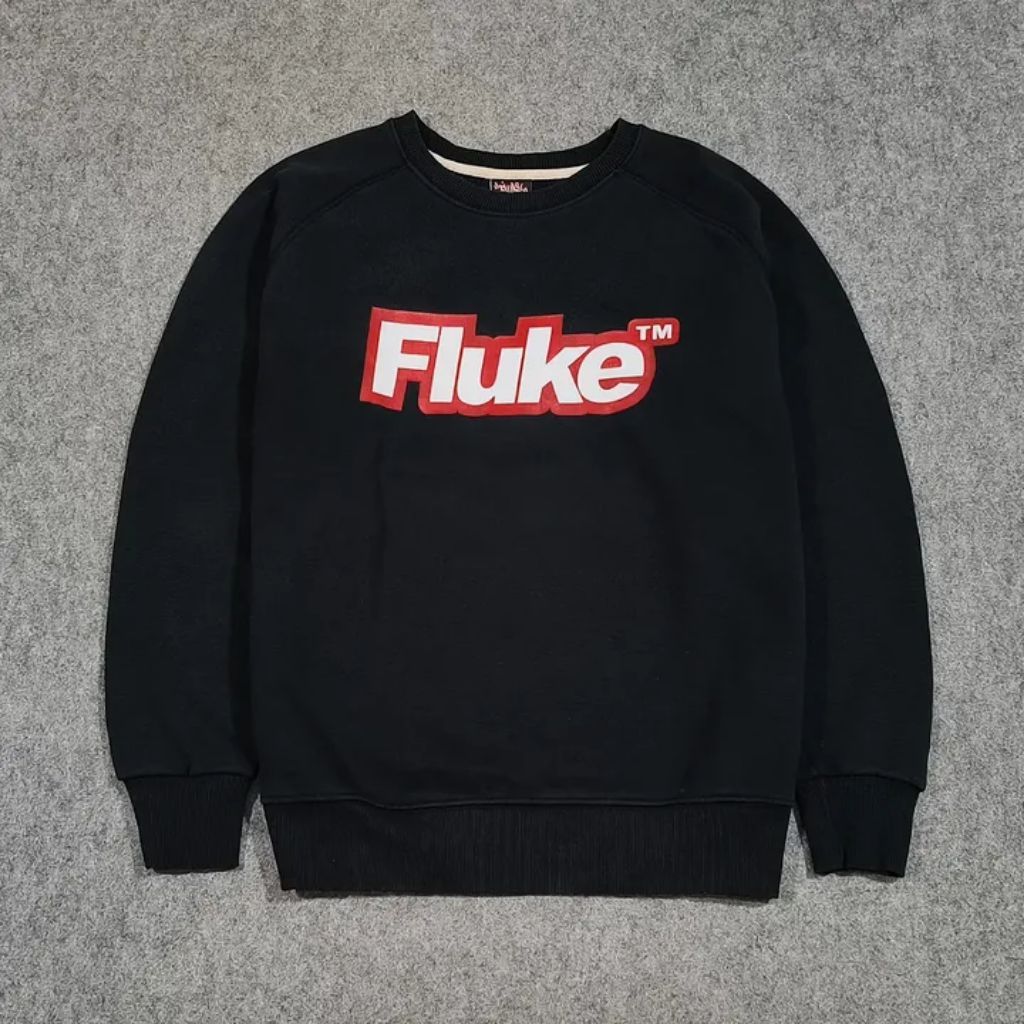 crewneck hitam pria FLUKE size M second