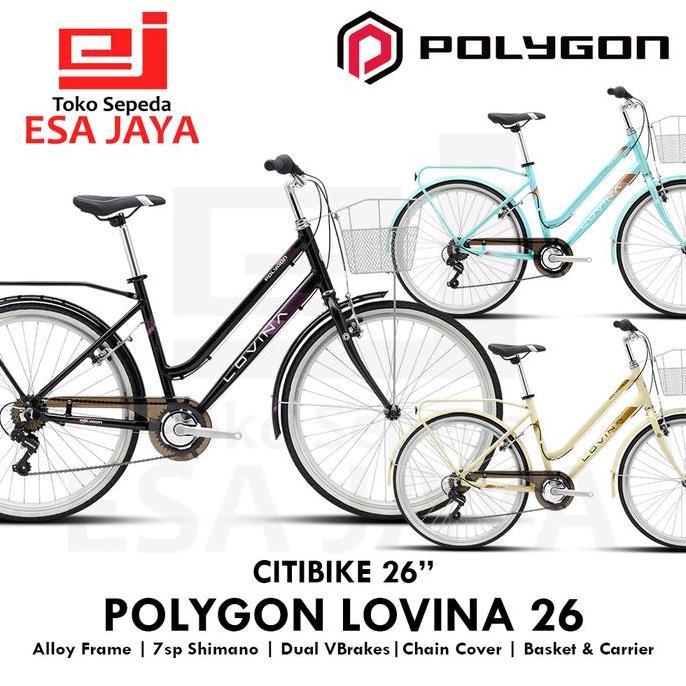 Polygon Lovina 26 Alloy CTB Citybike Perkotaan Sepeda Keranjang Wanita
