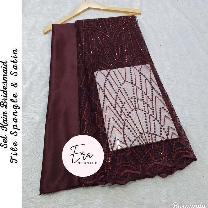 Setpaket Seragaman Kain Desmaids Brokat Tile Payet Spangle Satin Furingpolosan Bahan Desmaid Paket M