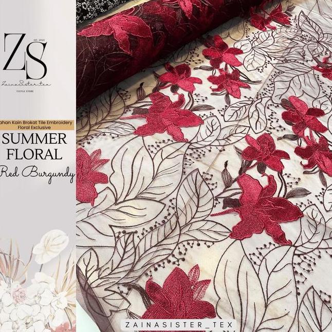 12 Meter Bahan Kain Kebaya Brokat Tule Bordir Embroidery Bunga Timbul Motif Bunga Besar Summer L Ser