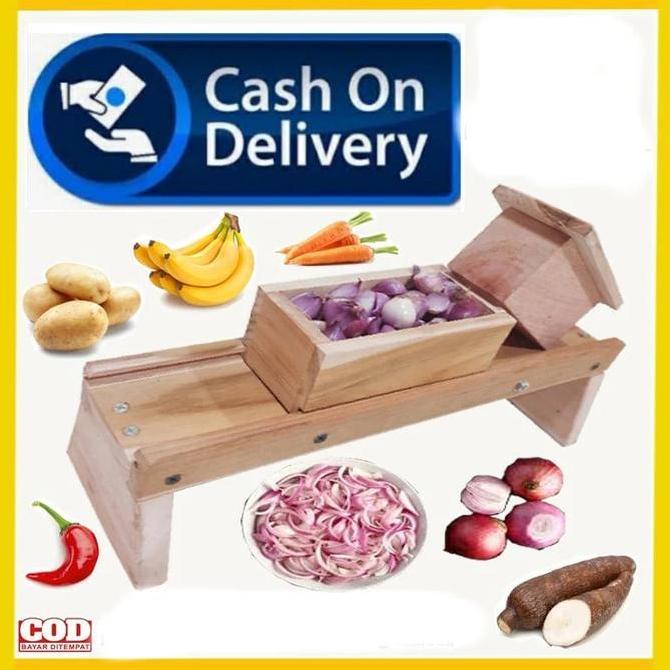 PROMO Pengiris Pemotong Perajang Bawang Parutan Bumbu Sayur Sayuran Serbaguna Asli Kayu Jati JAWA ke