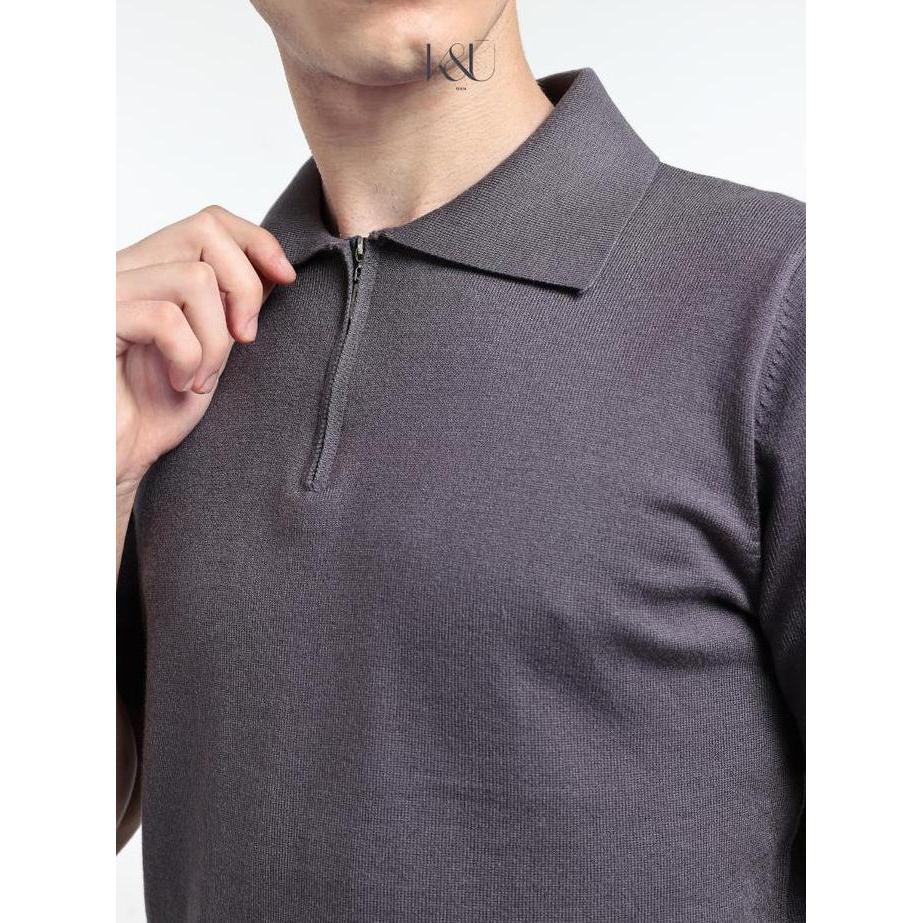 KUKAI Man | Cole Zipper Polo Top - Kaos Polo Rajut Pria - Kaos Polo Knit Pria