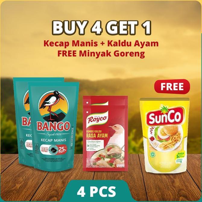 Murah [Special Ramadhan- Free Minyak Goreng 500Ml] Paket Bango Kecap Manis 1000G+ Royco Kaldu Ayam 2