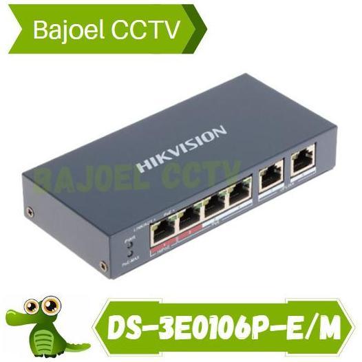 Switch Hub Poe 4 Port HIKVISION DS-3E0106P-E/M 4 Port Poe + 2 Uplink