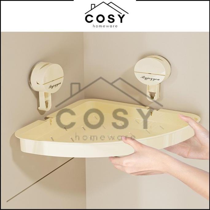Rak Kamar Mandi Triangle Serbaguna CantikRak Kamar Mandi Plastik EstetikRak Sabun Shampoo Transparan