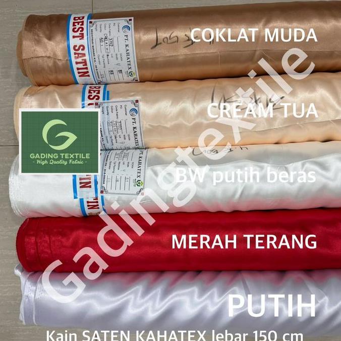 ( per 1 roll ) kain SATEN KAHATEX satin polos lebar 150 cm polyester bahan baju bridesmaid gamis nar
